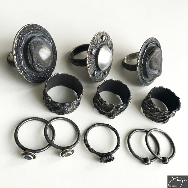 Silver, Mabe Pearl, Zircon Ring No.4